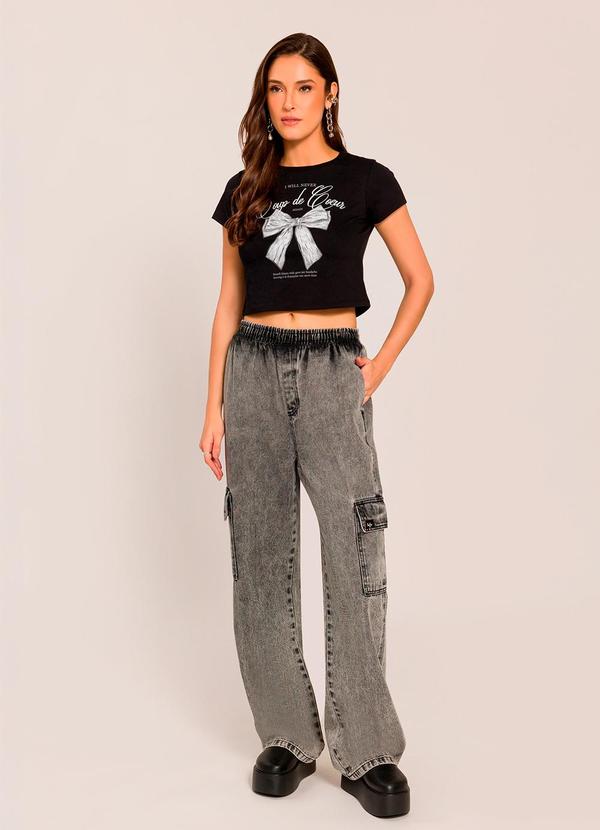 Sofie - T-Shirt com Estampa de Laço Preto