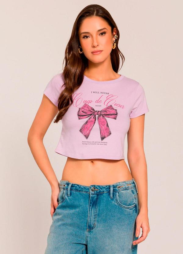 Sofie - T-Shirt com Estampa de Laço Roxo