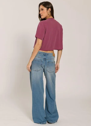 Sofie - T-Shirt Cropped com Aplique Bordado Roxo - SOFIE