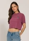 Sofie - T-Shirt Cropped com Aplique Bordado Azul - variação: Roxo