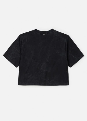 Authoria - T-Shirt Cropped com Strass Degradê Preto - AUTHORIA