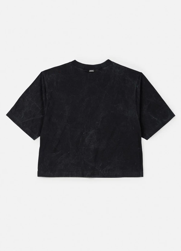 Authoria - T-Shirt Cropped com Strass Degradê Preto 2