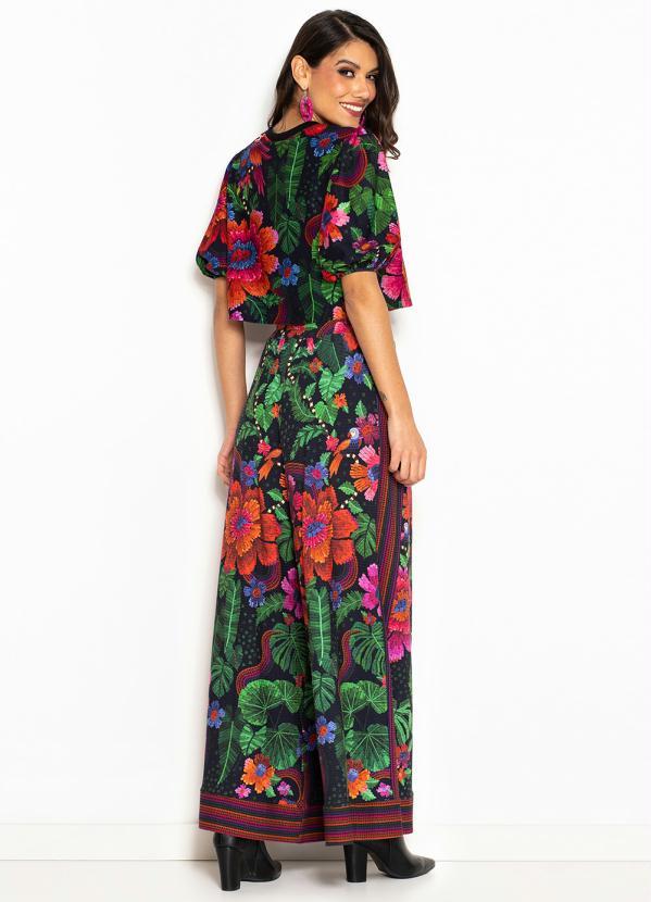 Farm - T-Shirt Cropped de Malha Manga Fofa Florescer Estampada 4