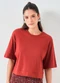 Sofie - T-Shirt Cropped em Suedine Verde - variação: Vermelho