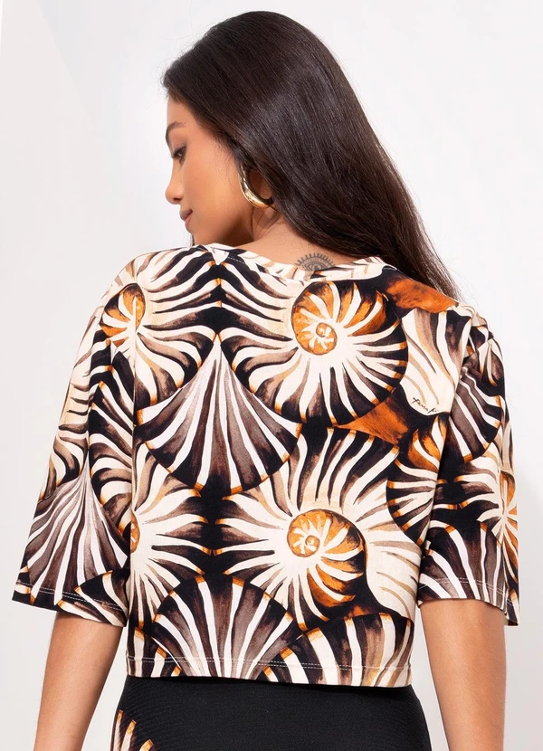 Farm - T-Shirt Cropped Mar de Concha Preto 2