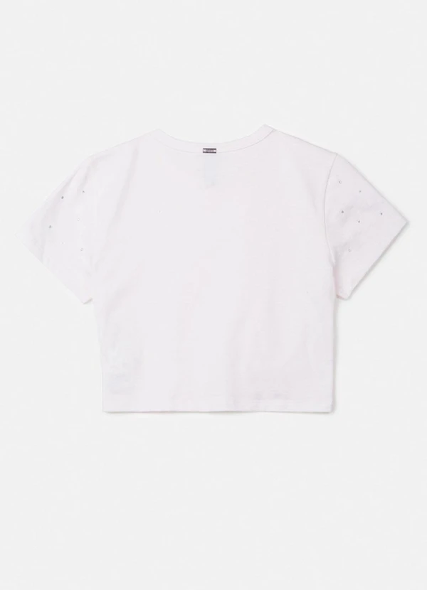 Authoria - T-Shirt Cropped Off White com Strass Off White 2