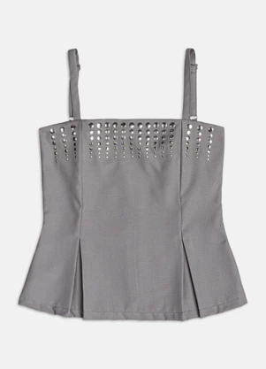 Authoria - Top Alongado com Tachas  Cinza - AUTHORIA