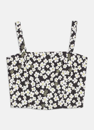 Authoria - Top Anarrugado Floral  Preto - AUTHORIA