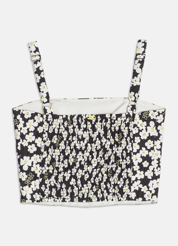 Authoria - Top Anarrugado Floral  Preto 2