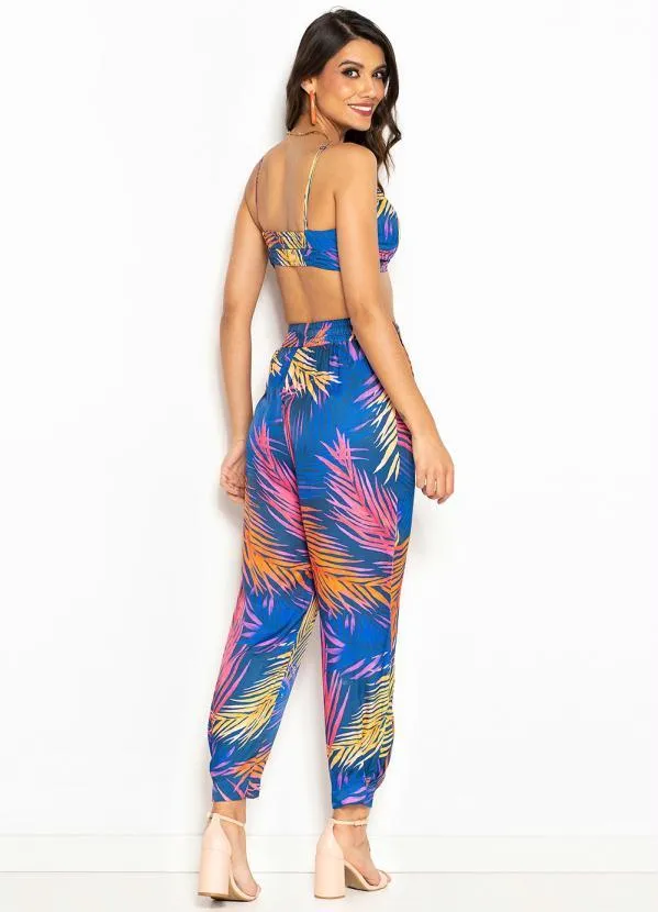 Farm - Top Argola Folhagem Sossego Viscose Azul 4