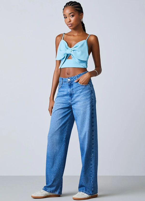 Authoria - Top Azul Vazado com Maxi Laço Azul 3