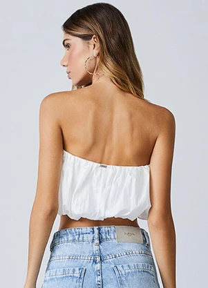 Authoria - Top Balonê Off White de Tafetá Off White - AUTHORIA