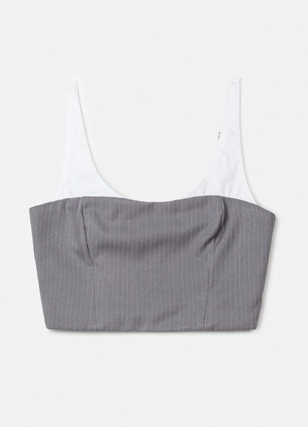 Authoria - Top Cinza com Risca de Giz Cinza 1