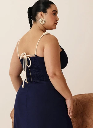 Elegance - Top com Alça em Bordado Azul Blue Space - ELEGANCE