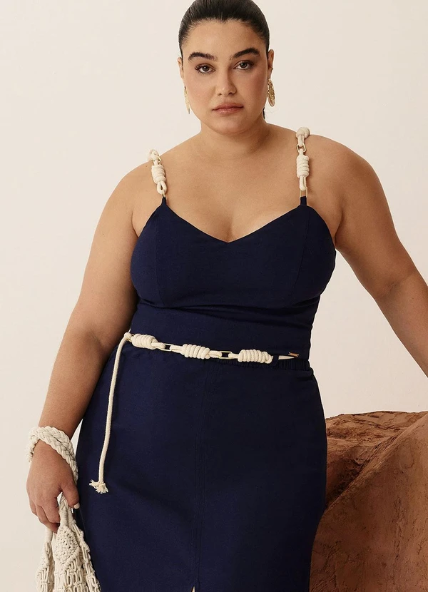 Elegance - Top com Alça em Bordado Azul Blue Space