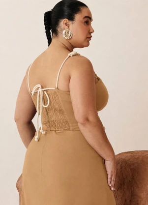 Elegance - Top com Alça em Bordado Bege Crocante - ELEGANCE