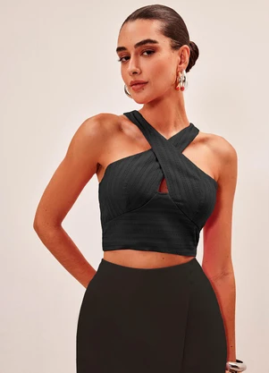 Elegance - Top com Alça Transpassada Preto - ELEGANCE