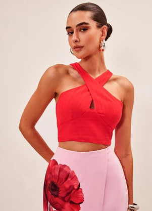 Elegance - Top com Alça Transpassada Vermelho Red Pepper - ELEGANCE