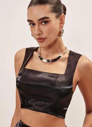 Elegance - Top com Detalhe Zíper na Costas Preto - ELEGANCE