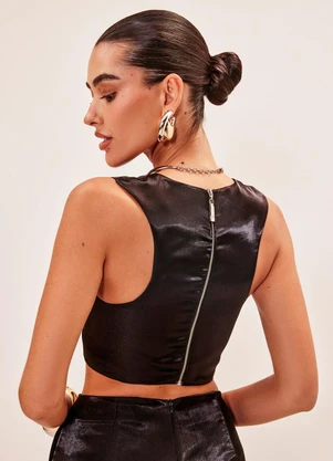 Elegance - Top com Detalhe Zíper na Costas Preto - ELEGANCE