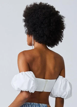 Authoria - Top com Manga Bufante Off White - AUTHORIA