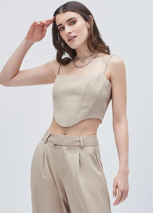 Authoria - Top Corset com Barbatanas Bege - AUTHORIA