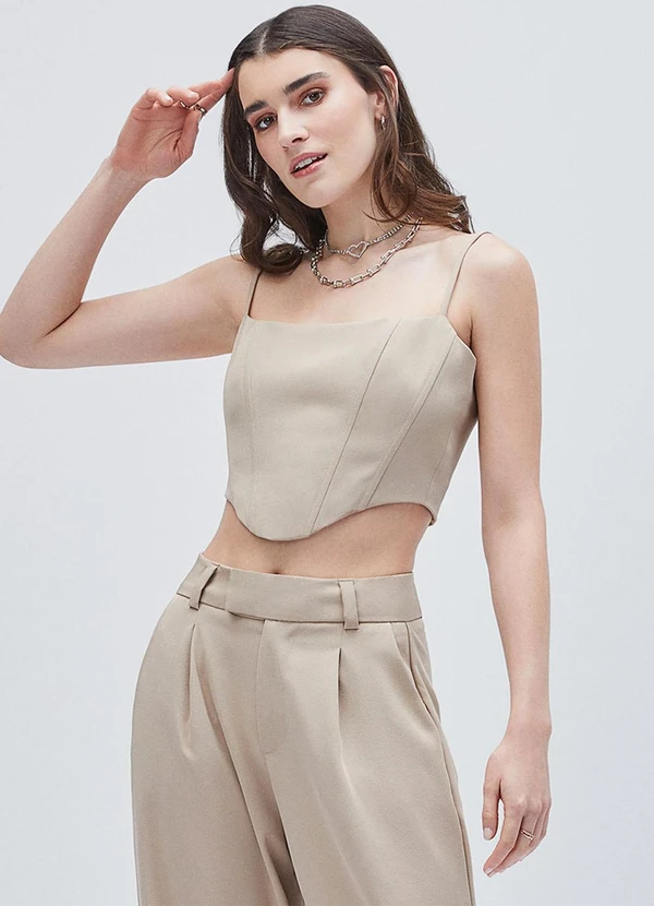 Authoria - Top Corset com Barbatanas Bege 2