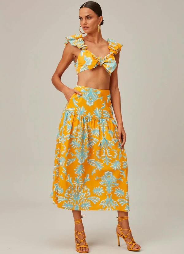 Lança Perfume - Top Cropped de Alça de Tricoline Amarelo 3