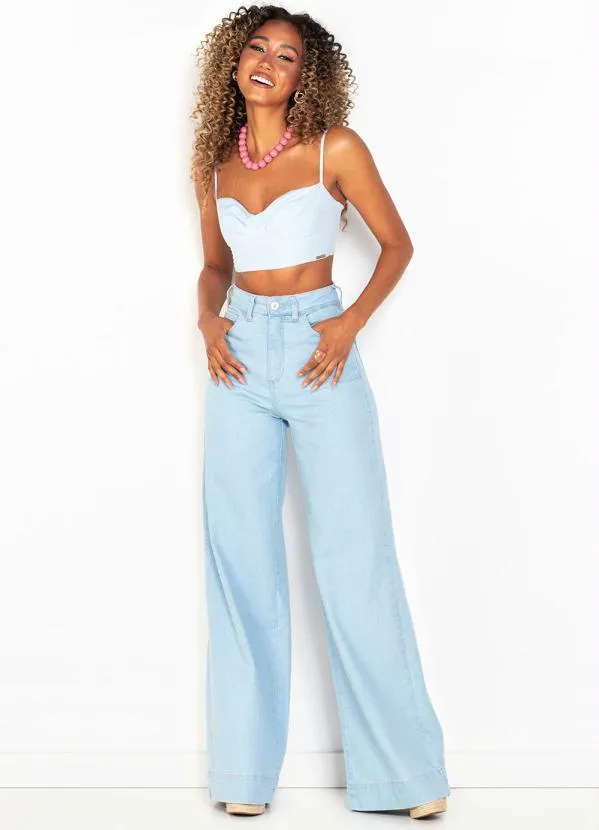 Colcci - Top Cropped de Viscose Azul 3