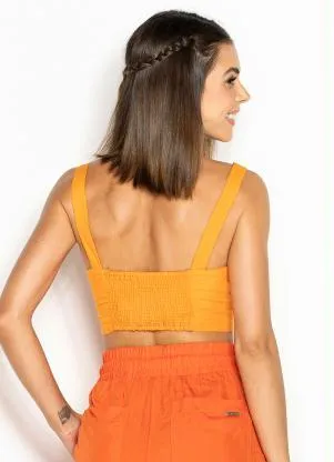 Colcci - Top Cropped de Viscose Laranja - COLCCI