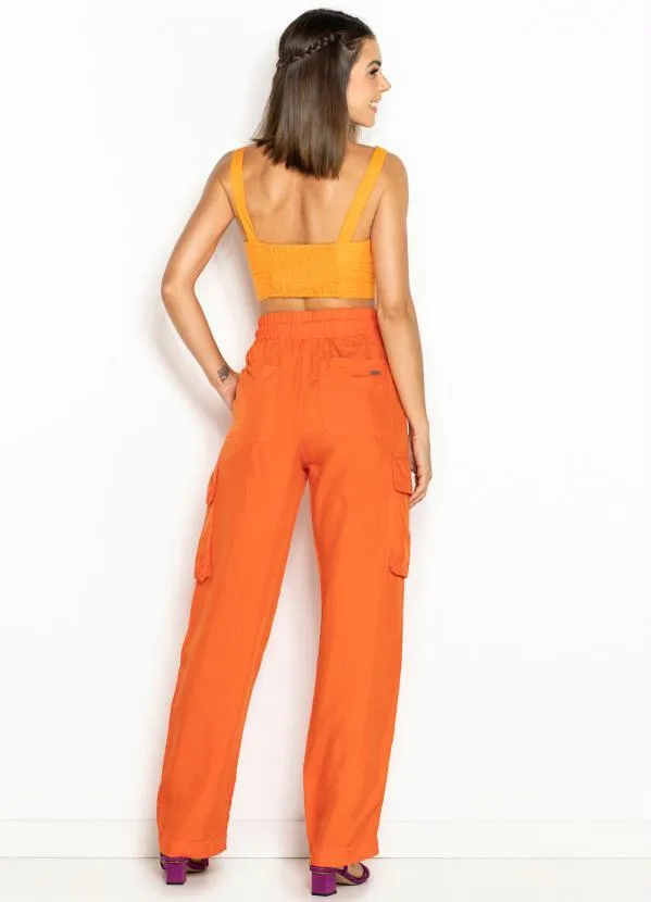 Colcci - Top Cropped de Viscose Laranja 4