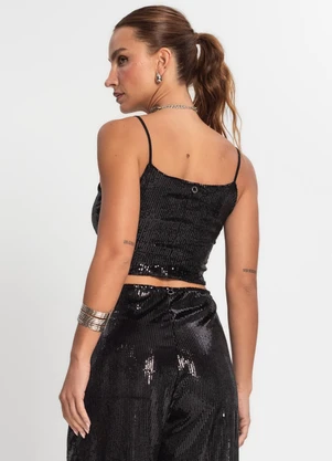 Endless - Top Cropped em Paetê Preto - ENDLESS