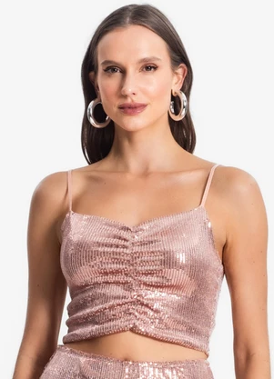 Endless - Top Cropped em Paetê Rosa - ENDLESS