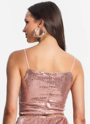 Endless - Top Cropped em Paetê Rosa - ENDLESS
