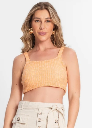 Endless - Top Cropped em Tricot Lavar na Tem Laranja - ENDLESS