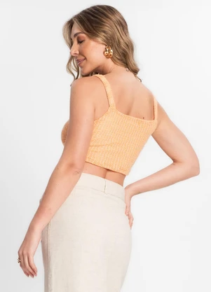 Endless - Top Cropped em Tricot Lavar na Tem Laranja - ENDLESS