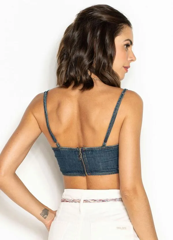 Colcci - Top Cropped Jeans Azul 2