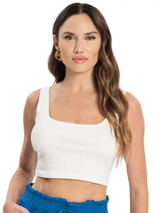 Rovitex - Top Cropped Ribana Básico Bege - ROVITEX