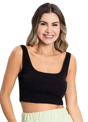 Rovitex - Top Cropped Ribana Básico Preto - ROVITEX
