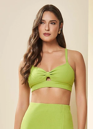 Doce Trama - Top de Alça em Ribana Verde - DOCE TRAMA