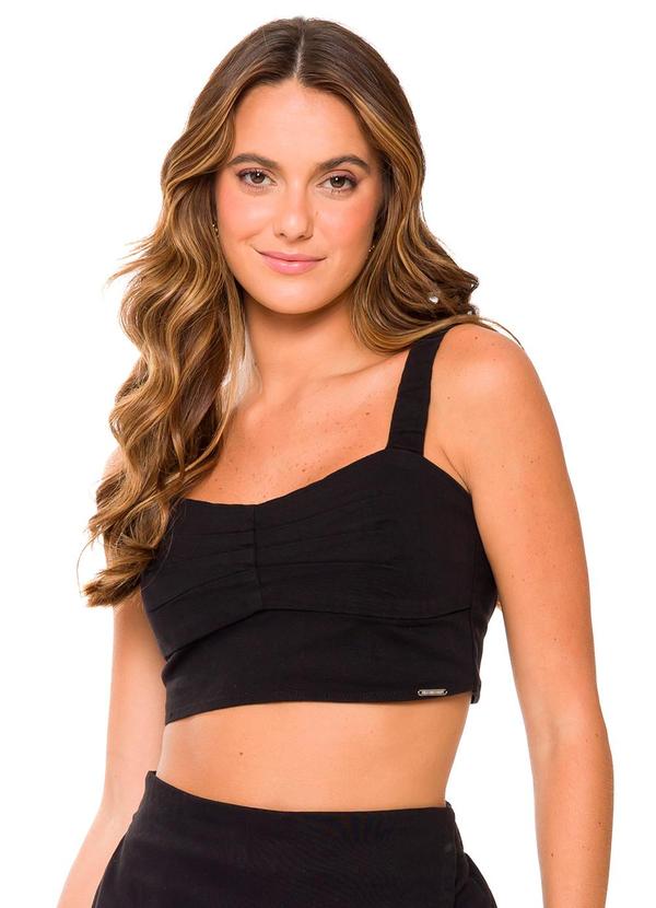 Doce Trama - Top de Alça em Sarja Preto