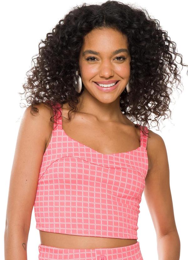 Doce Trama - Top de Alça Xadrez Rosa