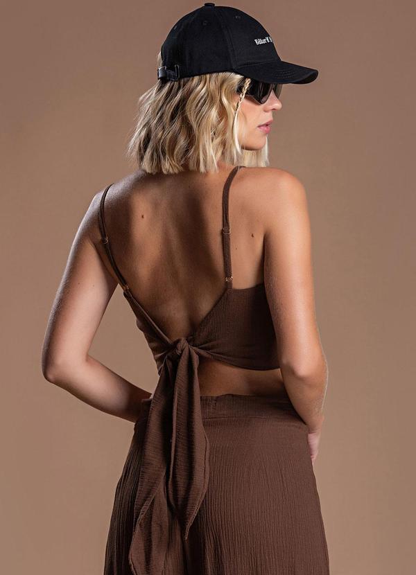 Choyee - Top de Alças com Amarração nas Costas Marrom 2