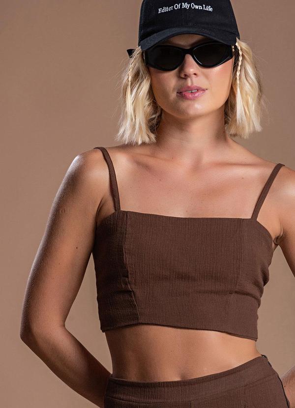 Choyee - Top de Alças com Amarração nas Costas Marrom 3