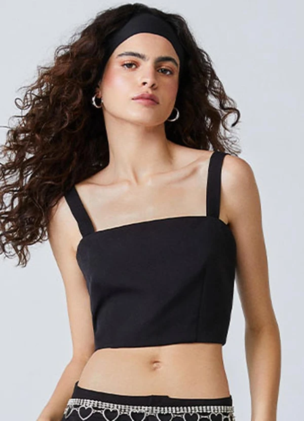 Authoria - Top de Alfaiataria Preta Preto