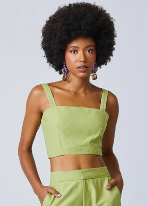 Authoria - Top de Alfaiataria Verde Anarrugado Verde - AUTHORIA