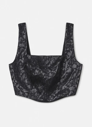 Authoria - Top de Jacquard Preto Texturizado Preto - AUTHORIA