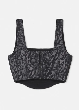 Authoria - Top de Jacquard Preto Texturizado Preto - AUTHORIA