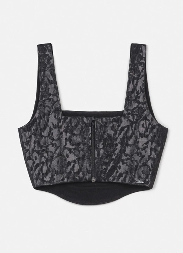 Authoria - Top de Jacquard Preto Texturizado Preto 2