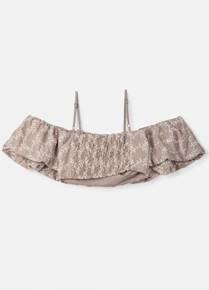 Authoria - Top de Laise Bege Bordado Bege - AUTHORIA
